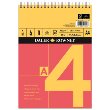 Daler-Rowney Red And Yellow Spiral Drawing Pad A4