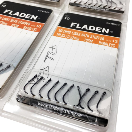 Fladen 10 Pack Barbless Method Links With Band - 10Lbs Size 12 