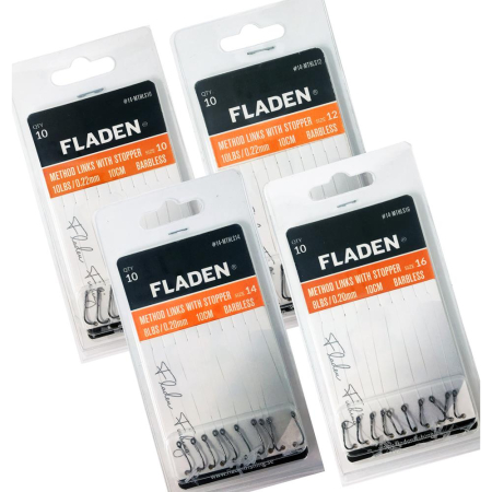 Fladen 10 Pack Barbless Method Links With Stopper - 8Lbs Size 16 