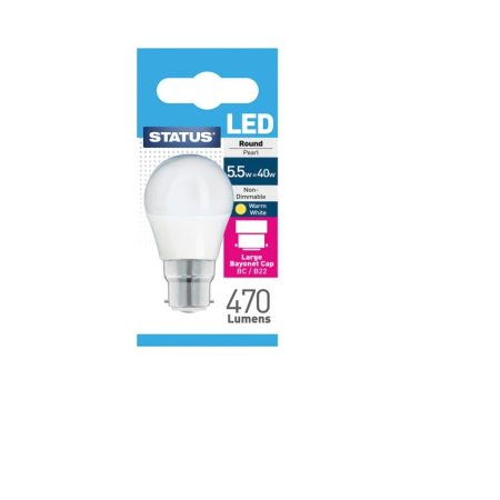 Status 60w LED Round Bayonet Cap Warm White Bulb