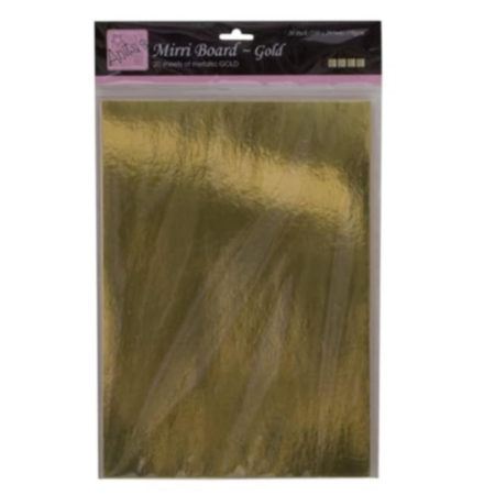  Anitas Mirri Board A4 Gold Pack of 20 Shiny Mirrored Craft Card
