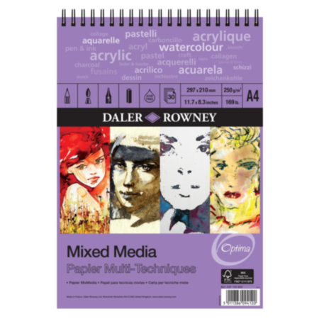 Daler-Rowney Optima A4 Mixed Media Pad 250gsm, 30 Sheet