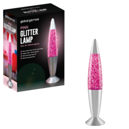 Global Gizmos 16” Pink Glitter Lamp