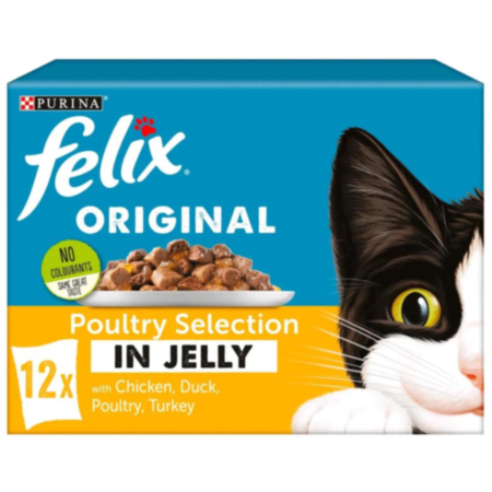 Felix Original Poultry Selection In Jelly Cat Food 12x100g