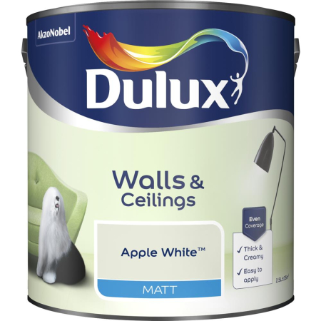 Dulux Matt Apple White Paint 2.5L