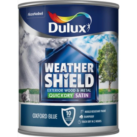 Dulux Weathershield Quick Dry Satin Paint Oxford Blue 750ml