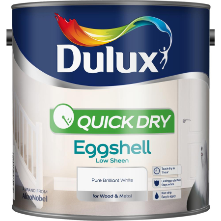 Dulux Quick Dry Eggshell Paint Pure Brilliant White 2.5L