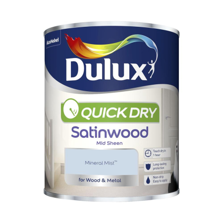 Dulux Quick Dry Satinwood Paint Mineral Mist 750ml