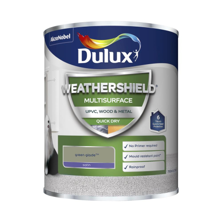 Dulux Weathershield Multi Surface Quick Dry Satin Paint Green Glade 750ml