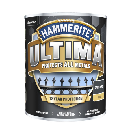 Hammerite Ultima Metal Matt Paint Dark Grey 750ml