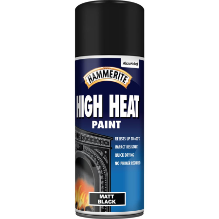 Hammerite Hi-Heat Paint Matt Black Aero 400Ml