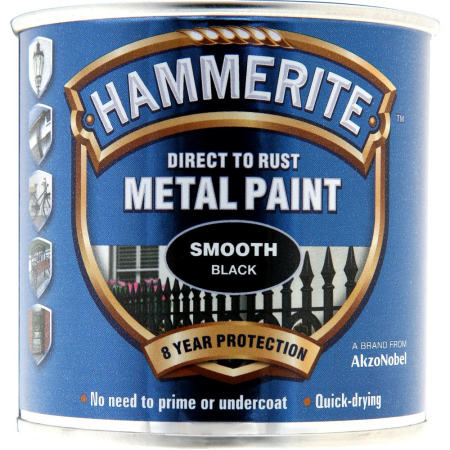Hammerite Metal Paint Smooth Black 250ml