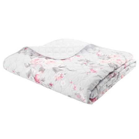 Catherine Lansfield Canterbury Floral - Quilted Grey Bedspread - 240 x 260cm