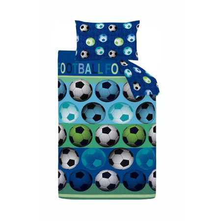 Catherine Lansfield Football - Single Duvet Cover Set - Blue