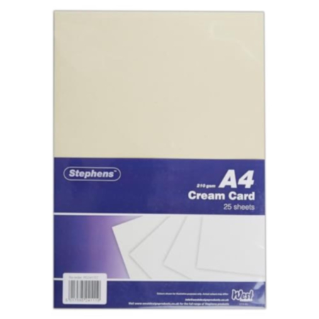  Stephens Card Cream A4 210g 25 Sheets