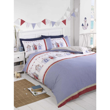 Beach Hut Duvet Cover Set Multi King Size