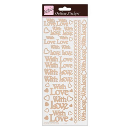  Anitas Outline Stickers With Love Rose Gold on White