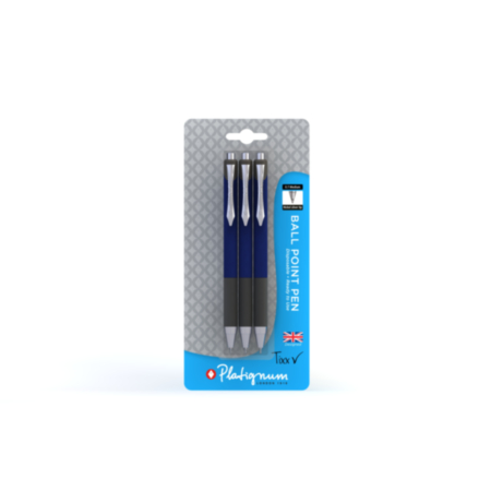 Platignum Tixx Ball Point Blue - Pack of 3