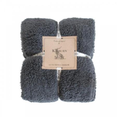 Kilburn Teddy Fleece Throw Silver 1300 x 1800mm