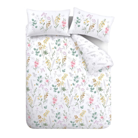 Catherine Lansfield Emilia Floral - Single Duvet Cover Set - White Green