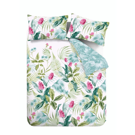 Catherine Lansfield Aruba Tropical Floral - Single Duvet Cover Set - Green