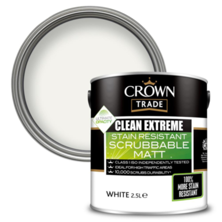Crown Trade Extreme Stain Resistant Scrubbable Matt White 2.5L