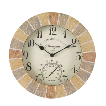 Stonegate Wall Clock & Thermometer 10in