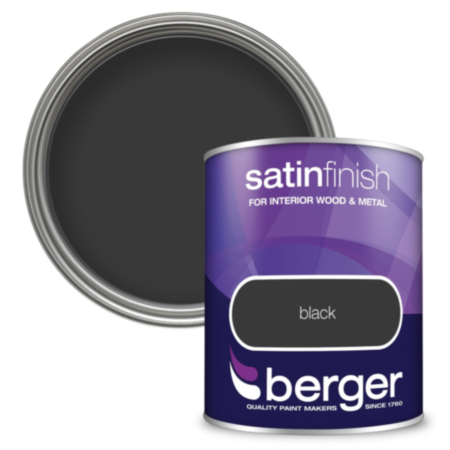 Berger Satin Paint - Black (750ml)