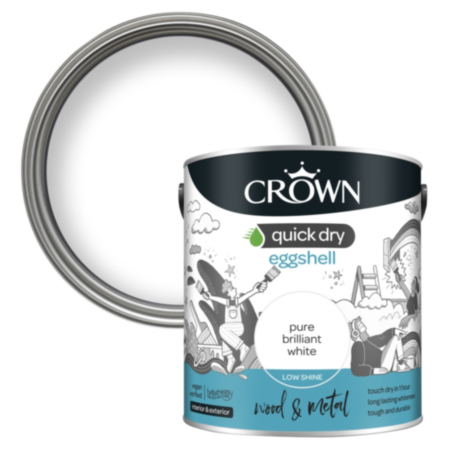 Crown Quick Dry Eggshell Paint Brilliant White 2.5L