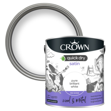 Crown Quick Dry Satin Paint Brilliant White 2.5L