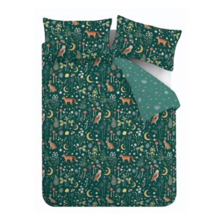 Catherine Lansfield Enchanted Twilight - Double Duvet Cover Set - Forest Green