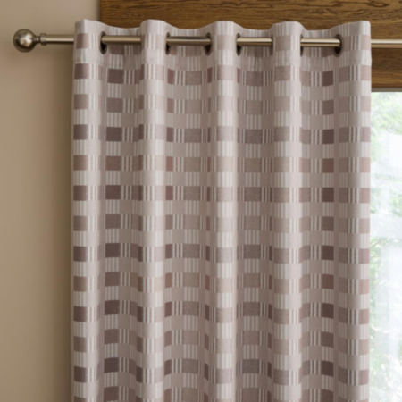 Wilson Check Eyelet Curtains Natural - 168 x 137