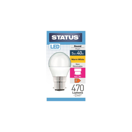 Status 40w LED Round Bayonet Cap Warm White Bulb
