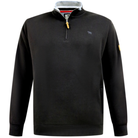 Men's Russel 1/4 Zip Fleece Sweatshirt with Chest Embroidery - Black