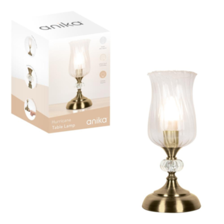 Anika Hurricane Table Lamp - Brass Base