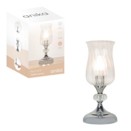 Anika Hurricane Table Lamp - Chrome Base