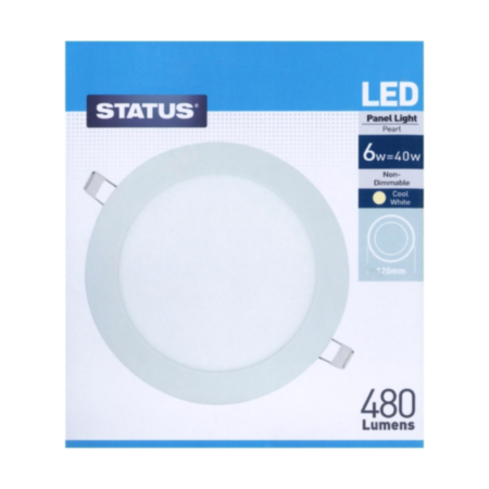 Status 6w Round LED Pearl Panel Light - Cool White (120mm)