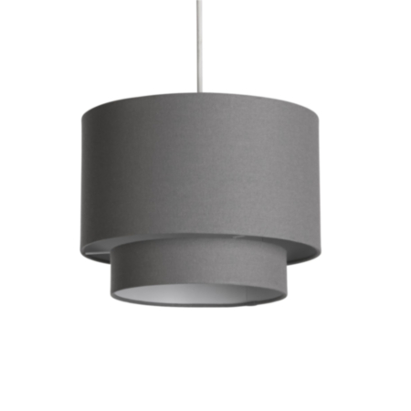 Lighting Collection Grey 2 Tier 30cm Linen Duplex Shade