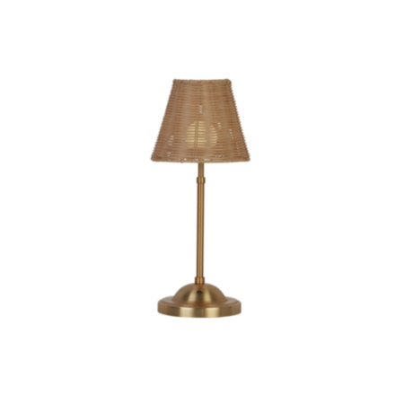 Rechargeable Rattan Gold Table Lamp