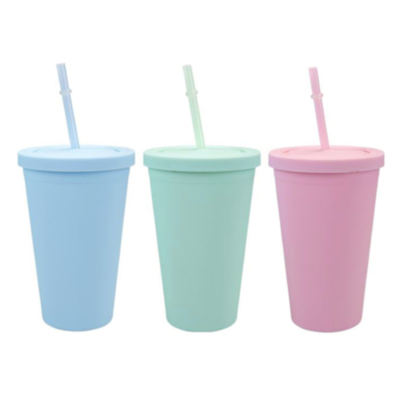 Soft Touch Tumbler Cup with Straw (Assorted)