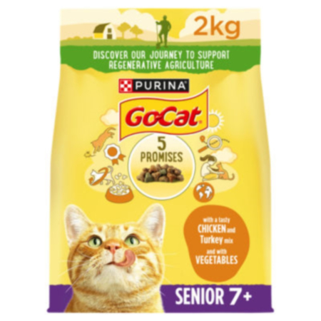 GO-CAT® Senior Dry Cat Food - Chicken & Turkey Mix with Vegetables (2kg)
