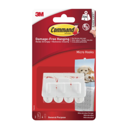 Command™ Strips and Micro Hooks White