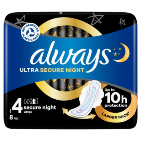 Always Ultra Secure Night Pads (Size 4) 8s