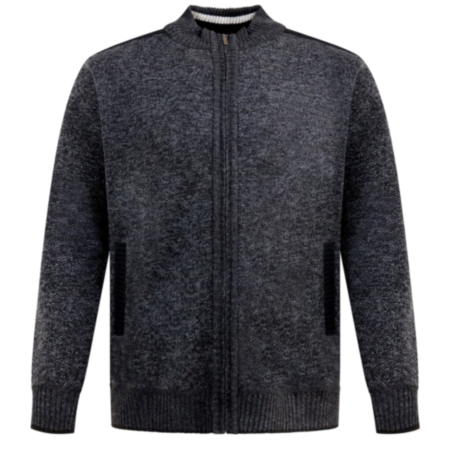 Men's Dereham Knitted Zip Sweater with Check Lining - Charcoal
