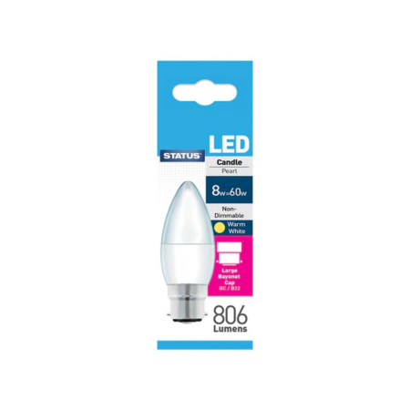Status 60w LED Candle Bayonet Cap Warm White Bulb