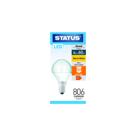 Status 60w LED Round E14 Pearl Warm White Bulb