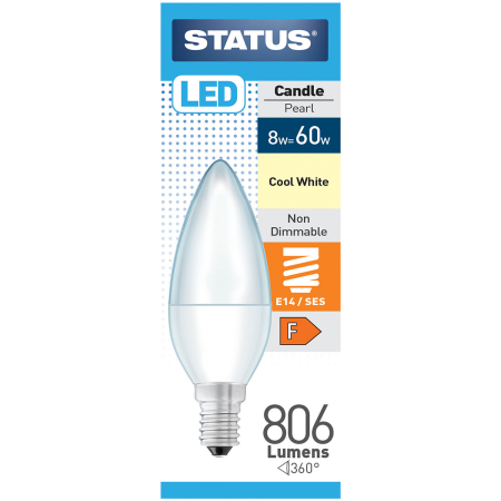Status 60w LED Candle SES Pearl Cool White Bulb