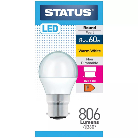 Status 60w LED Round SES Warm White Bulb