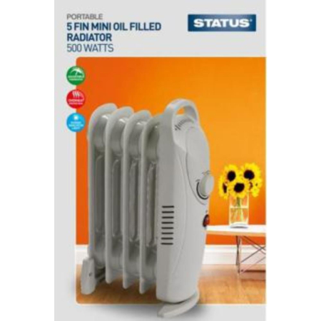 Status 5 Fin 500W Mini Oil Filled Radiator