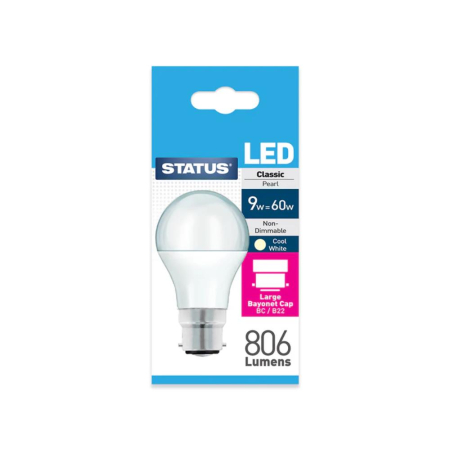 Status 60w LED Bayonet Cap Pearl Cool White Bulb